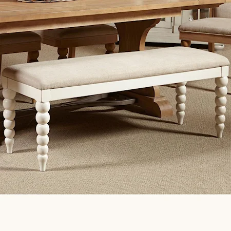 Dining Bench with Upholstered Seat and Turned Legs